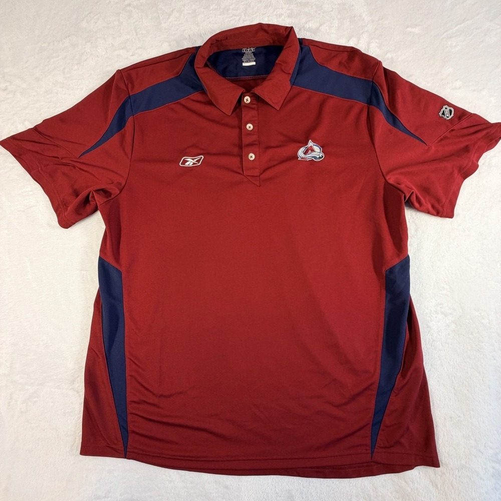 Reebok Colorado Avalanche Shirt Men's Sz‎ XL Red Polo Logo NHL Hockey Pullover